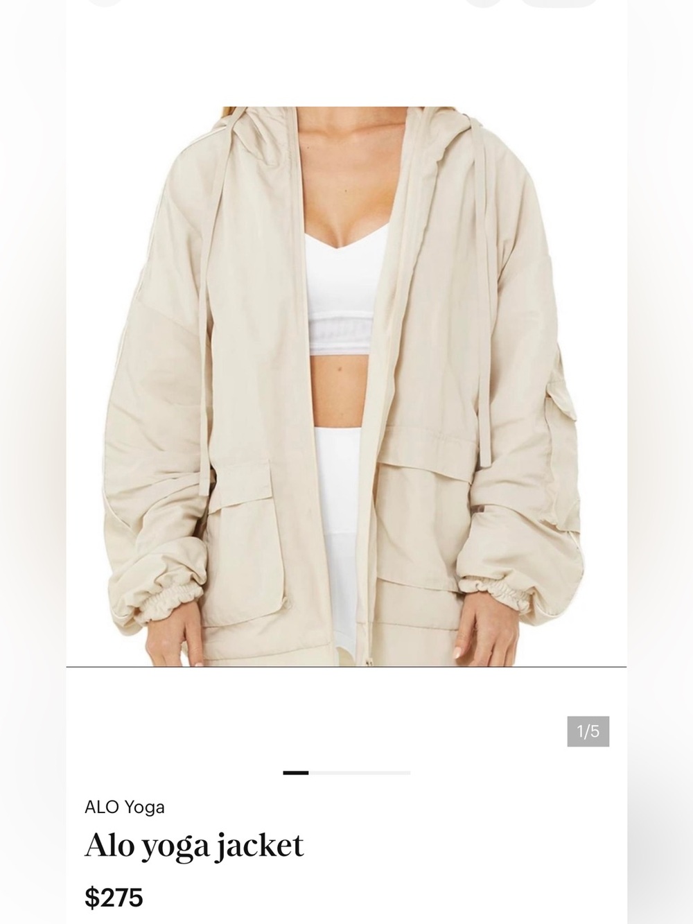 Alo Yoga Women's Cream Hooded Jacket size M